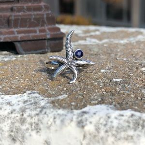 Sapphire Indian Sterling Silver Starfish Ring Sz 7